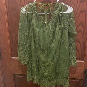 Hunter Green Lacey Cold Shoulder Top